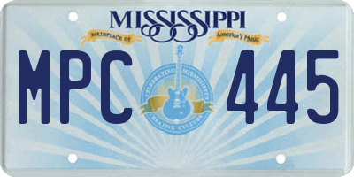 MS license plate MPC445