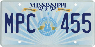 MS license plate MPC455