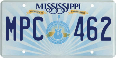 MS license plate MPC462