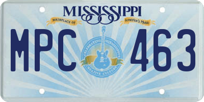 MS license plate MPC463