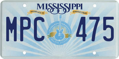 MS license plate MPC475
