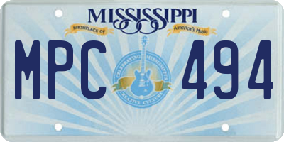 MS license plate MPC494