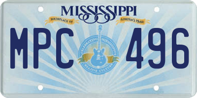 MS license plate MPC496