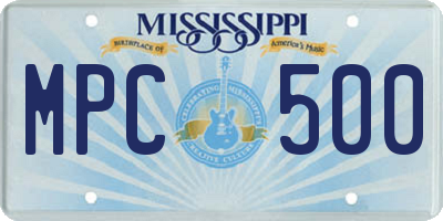 MS license plate MPC500