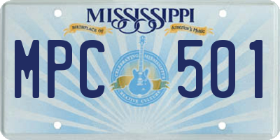 MS license plate MPC501