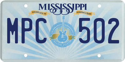 MS license plate MPC502