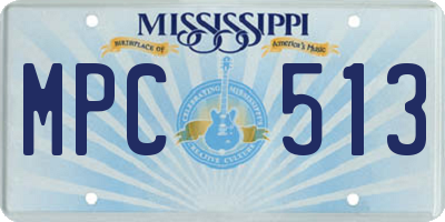 MS license plate MPC513