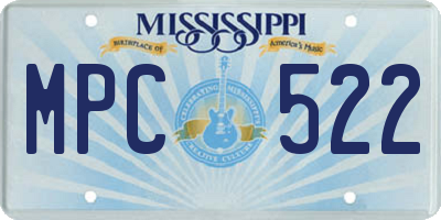 MS license plate MPC522