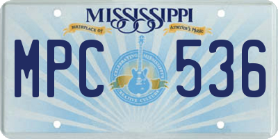 MS license plate MPC536