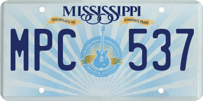 MS license plate MPC537