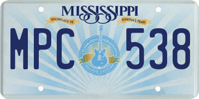 MS license plate MPC538