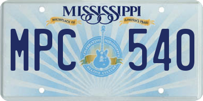 MS license plate MPC540