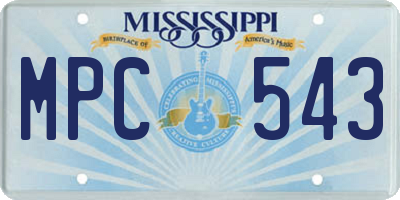 MS license plate MPC543