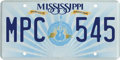 MS license plate MPC545