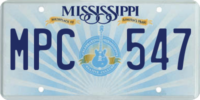 MS license plate MPC547
