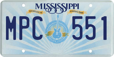 MS license plate MPC551