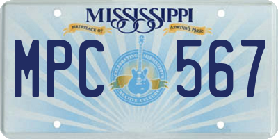 MS license plate MPC567