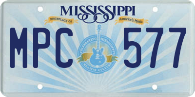 MS license plate MPC577