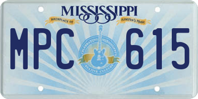 MS license plate MPC615