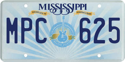 MS license plate MPC625