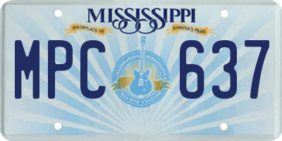 MS license plate MPC637