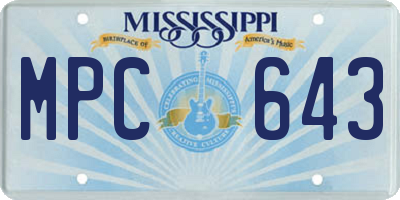 MS license plate MPC643