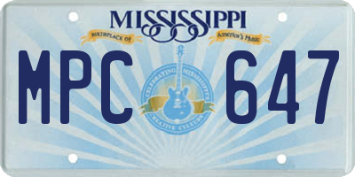MS license plate MPC647