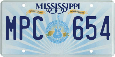 MS license plate MPC654
