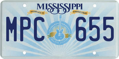 MS license plate MPC655