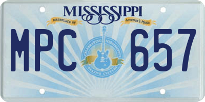 MS license plate MPC657