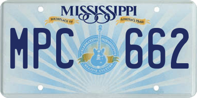 MS license plate MPC662