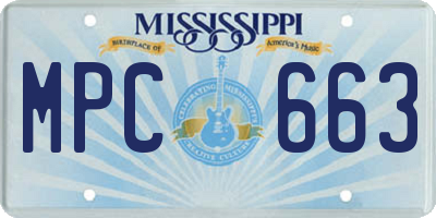 MS license plate MPC663