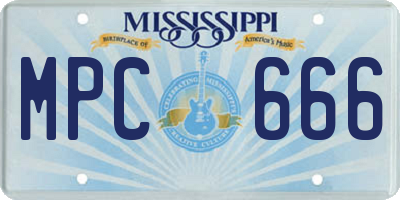 MS license plate MPC666
