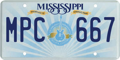 MS license plate MPC667