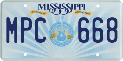 MS license plate MPC668
