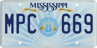 MS license plate MPC669