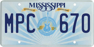MS license plate MPC670