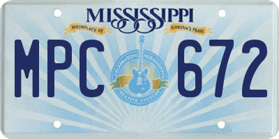 MS license plate MPC672