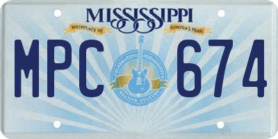 MS license plate MPC674