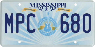 MS license plate MPC680