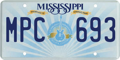 MS license plate MPC693