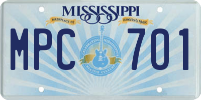 MS license plate MPC701