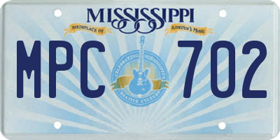 MS license plate MPC702