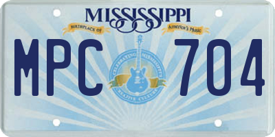 MS license plate MPC704
