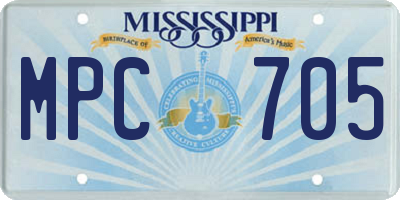MS license plate MPC705