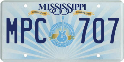 MS license plate MPC707