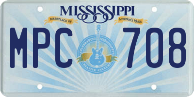 MS license plate MPC708