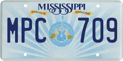 MS license plate MPC709