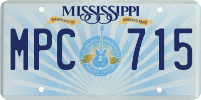MS license plate MPC715