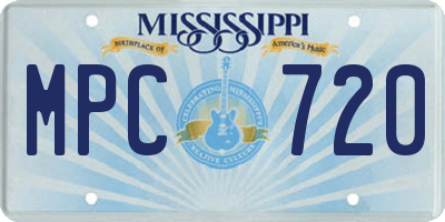 MS license plate MPC720